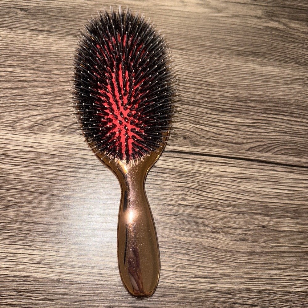 Rose Gold Hair Brush with Black and Red Bristles